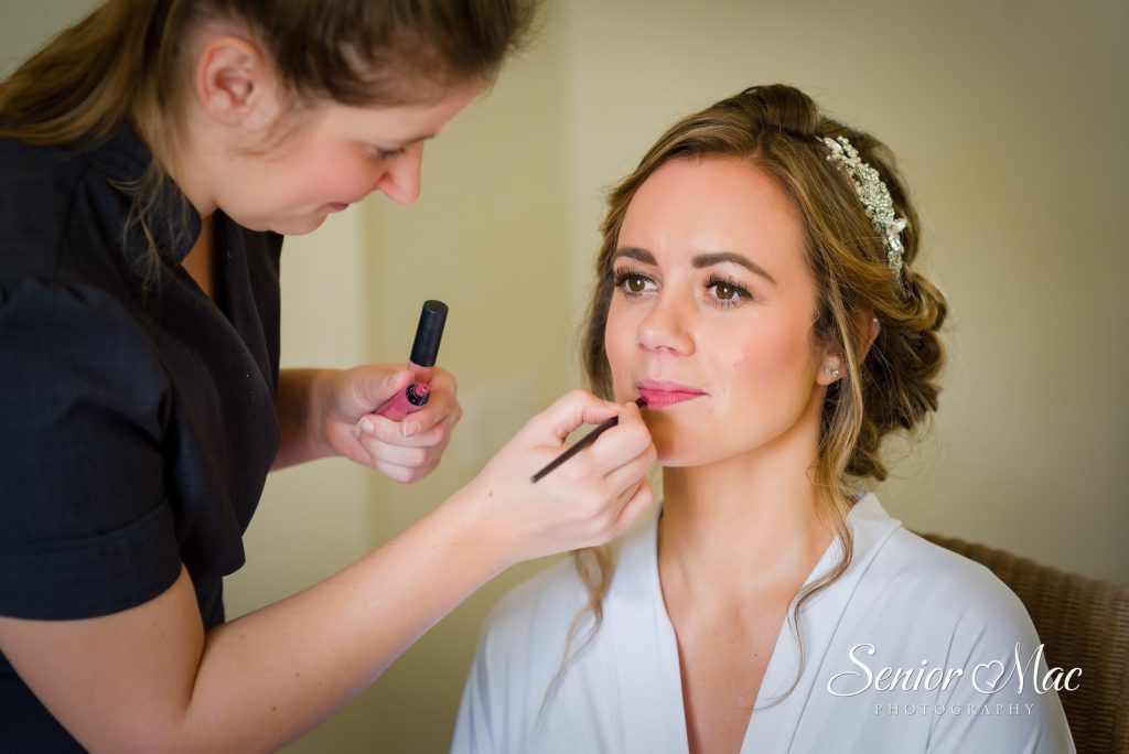 Jen's Wedding Farnham Castle Applying Makeup